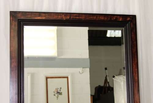 AN INCREDIBLE (LARGE) SOLID WOODEN FRAMED BEVELLED GLASS WALL MIRROR IN FANTASTIC CONDITION