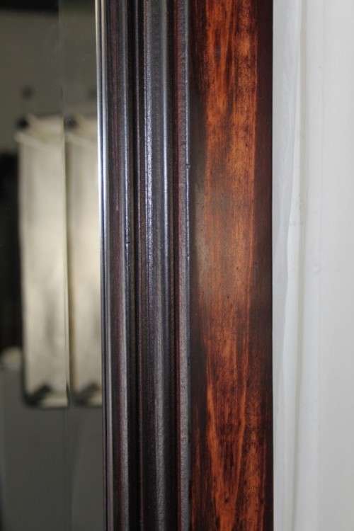 AN INCREDIBLE (LARGE) SOLID WOODEN FRAMED BEVELLED GLASS WALL MIRROR IN FANTASTIC CONDITION