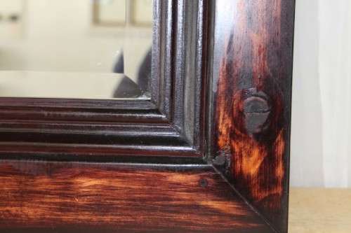 AN INCREDIBLE (LARGE) SOLID WOODEN FRAMED BEVELLED GLASS WALL MIRROR IN FANTASTIC CONDITION