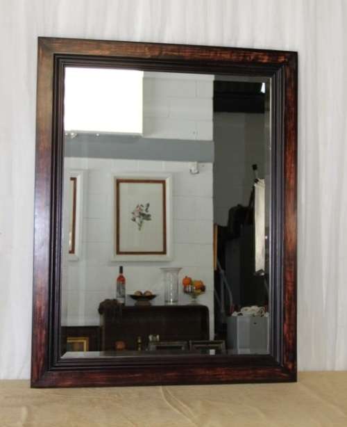 AN INCREDIBLE (LARGE) SOLID WOODEN FRAMED BEVELLED GLASS WALL MIRROR IN FANTASTIC CONDITION