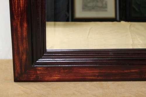 AN INCREDIBLE (LARGE) SOLID WOODEN FRAMED BEVELLED GLASS WALL MIRROR IN FANTASTIC CONDITION