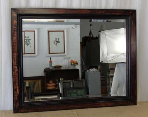 AN INCREDIBLE (LARGE) SOLID WOODEN FRAMED BEVELLED GLASS WALL MIRROR IN FANTASTIC CONDITION