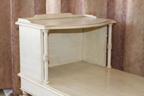 A BEAUTIFULLY MADE VINTAGE CREAM PAINT TECHNIQUE'D ON SOLID WOOD TELEPHONE TABLE WITH REGENCY LEGS