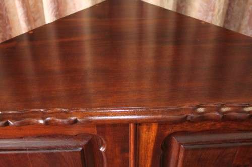 AN INCREDIBLE (LARGER) SOLID IMBUIA DOUBLE DOOR BALL AND CLAW CORNER CABINET IN SUPERB CONDITION
