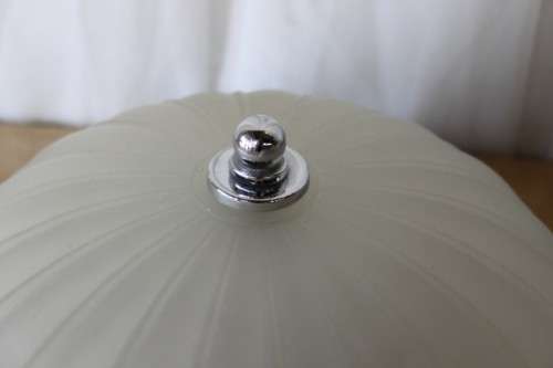 AN AWESOME COLLECTION OF FOUR CHROME AND FROSTED GLASS DOME CEILING LIGHT FITTINGS bid/light