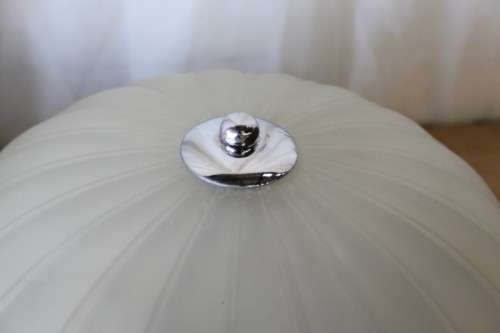 AN AWESOME COLLECTION OF FOUR CHROME AND FROSTED GLASS DOME CEILING LIGHT FITTINGS bid/light