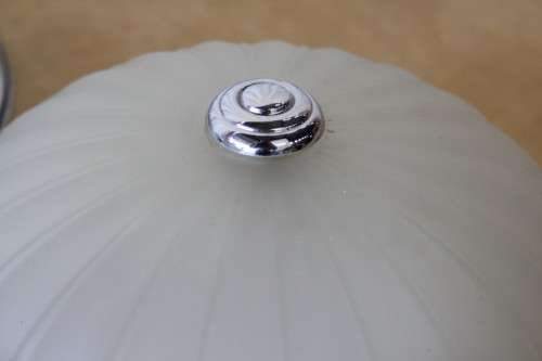 AN AWESOME COLLECTION OF FOUR CHROME AND FROSTED GLASS DOME CEILING LIGHT FITTINGS bid/light
