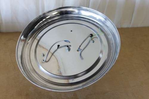 AN AWESOME COLLECTION OF FOUR CHROME AND FROSTED GLASS DOME CEILING LIGHT FITTINGS bid/light