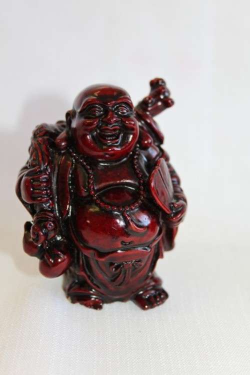 TWO AWESOME CHINESE "LAUGHING BUDDHA'S" (BUDAI) IN A TRADITIONAL RED LACQUERED FINISH bid/buddha