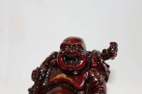 TWO AWESOME CHINESE "LAUGHING BUDDHA'S" (BUDAI) IN A TRADITIONAL RED LACQUERED FINISH bid/buddha