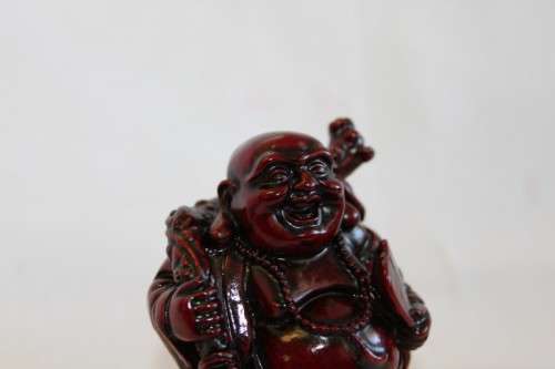 TWO AWESOME CHINESE "LAUGHING BUDDHA'S" (BUDAI) IN A TRADITIONAL RED LACQUERED FINISH bid/buddha