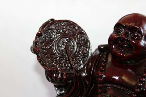 AN EXQUISITE (LARGE) CHINESE LAUGHING BUDDHA (BUDAI) IN A TRADITIONAL RED LACQUERED FINISH