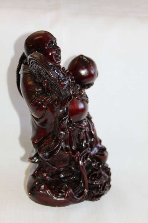 AN EXQUISITE (LARGE) CHINESE LAUGHING BUDDHA (BUDAI) IN A TRADITIONAL RED LACQUERED FINISH