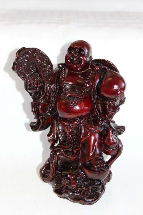 AN EXQUISITE (LARGE) CHINESE LAUGHING BUDDHA (BUDAI) IN A TRADITIONAL RED LACQUERED FINISH