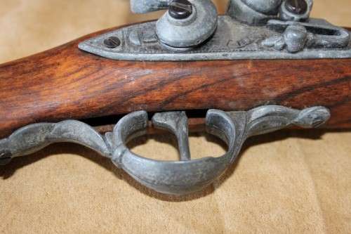 2x AWESOME "ORNAMENTAL" BLACK POWDER FLINT-LOCK PISTOLS w/ METAL EMBELLISHMENTS & MUZZLES bid/pistol