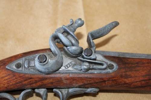 2x AWESOME "ORNAMENTAL" BLACK POWDER FLINT-LOCK PISTOLS w/ METAL EMBELLISHMENTS & MUZZLES bid/pistol