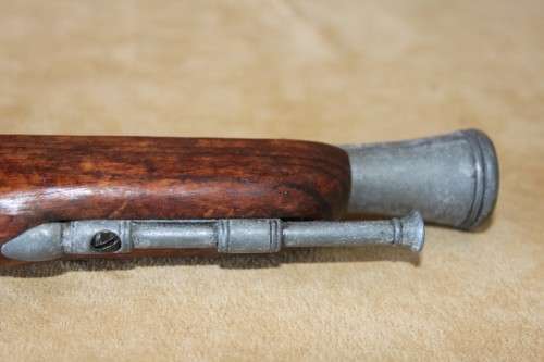 2x AWESOME "ORNAMENTAL" BLACK POWDER FLINT-LOCK PISTOLS w/ METAL EMBELLISHMENTS & MUZZLES bid/pistol