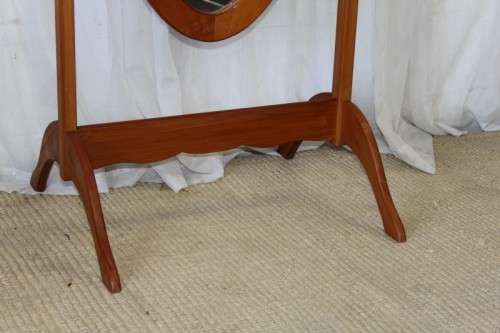 AN EXQUISITE SOLID YELLOW WOOD "FREE-STANDING" TILTING OVAL CHEVAL MIRROR IN GREAT CONDITION