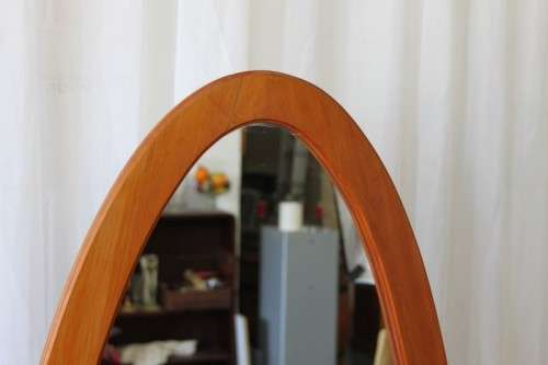 AN EXQUISITE SOLID YELLOW WOOD "FREE-STANDING" TILTING OVAL CHEVAL MIRROR IN GREAT CONDITION