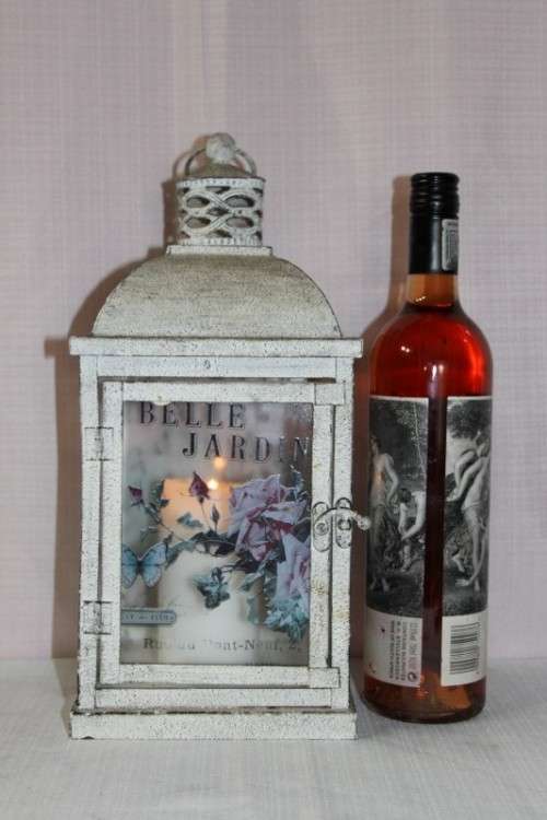A STUNNING FULL SIZE WHITE DISTRESSED "BELLE JARDINIERE - PARIS" METAL LANTERN