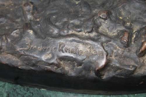 A SPECTACULAR HUGE SIGNED FREDERIC REMINGTON "CHEYENNE" BRONZE SCULPTURE IN FANTASTIC CONDITION
