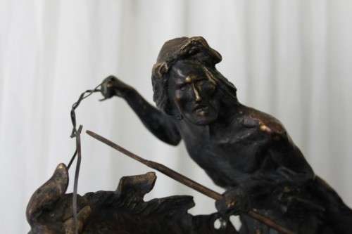 A SPECTACULAR HUGE SIGNED FREDERIC REMINGTON "CHEYENNE" BRONZE SCULPTURE IN FANTASTIC CONDITION