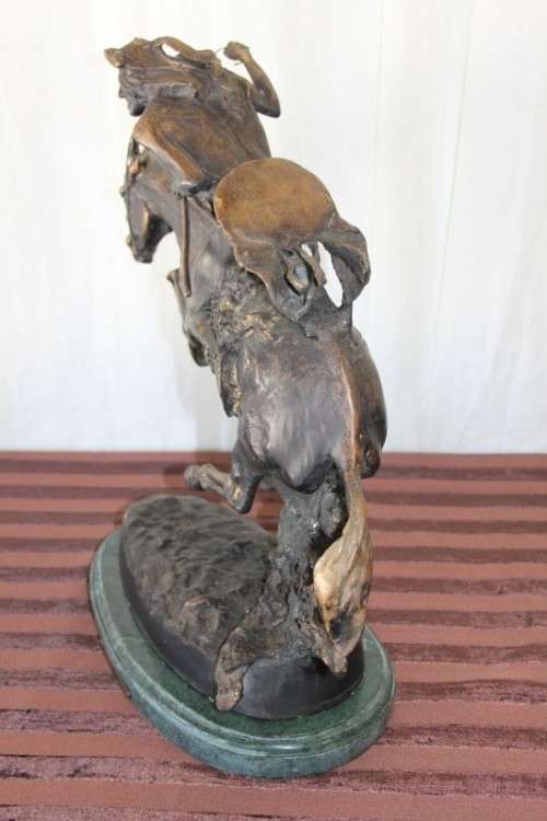 A SPECTACULAR HUGE SIGNED FREDERIC REMINGTON "CHEYENNE" BRONZE SCULPTURE IN FANTASTIC CONDITION