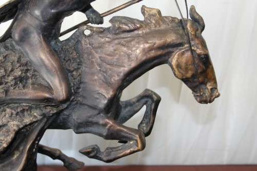 A SPECTACULAR HUGE SIGNED FREDERIC REMINGTON "CHEYENNE" BRONZE SCULPTURE IN FANTASTIC CONDITION