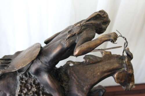 A SPECTACULAR HUGE SIGNED FREDERIC REMINGTON "CHEYENNE" BRONZE SCULPTURE IN FANTASTIC CONDITION