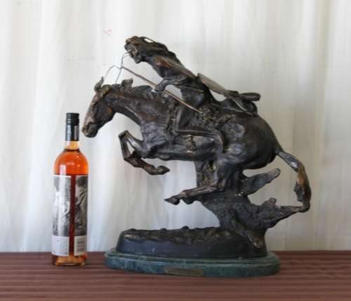 A SPECTACULAR HUGE SIGNED FREDERIC REMINGTON "CHEYENNE" BRONZE SCULPTURE IN FANTASTIC CONDITION