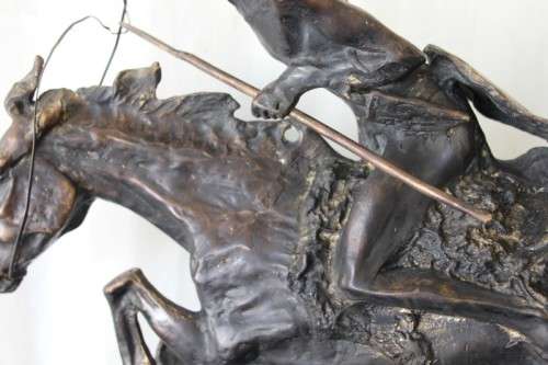 A SPECTACULAR HUGE SIGNED FREDERIC REMINGTON "CHEYENNE" BRONZE SCULPTURE IN FANTASTIC CONDITION