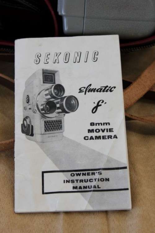 A SUPERB HANIMEX-SEKONIC 3 LENS "ELMATIC 8" 8mm PORTABLE TURRET LENS MOVIE CAMERA & LEATHER CASE