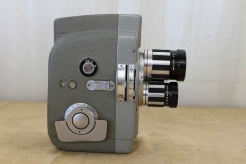 A SUPERB HANIMEX-SEKONIC 3 LENS "ELMATIC 8" 8mm PORTABLE TURRET LENS MOVIE CAMERA & LEATHER CASE