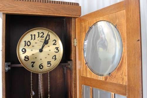 A SPECTACULAR RARE ANTIQUE GERMAN HAWINA SOLID OAK LONG CASE CLOCK w/ MOVEMENT BY HANS WINTERHALDEN