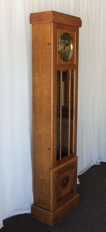 A SPECTACULAR RARE ANTIQUE GERMAN HAWINA SOLID OAK LONG CASE CLOCK w/ MOVEMENT BY HANS WINTERHALDEN