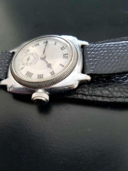 A SPECTACULAR & VERY RARE ANTIQUE (c1928) "ROLEX OYSTER CUSHION" STAINLESS STEEL GENTS WRIST WATCH