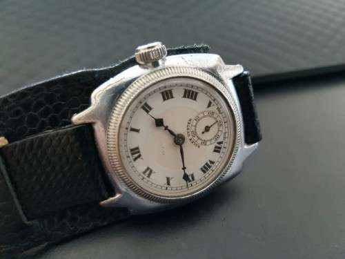 A SPECTACULAR & VERY RARE ANTIQUE (c1928) "ROLEX OYSTER CUSHION" STAINLESS STEEL GENTS WRIST WATCH