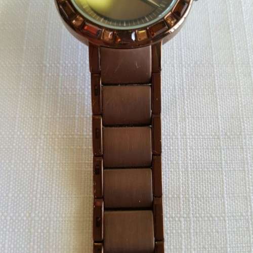 A STUNNING "DKNY" BRONZE-CUT LADIES WRIST WATCH WITH SMOKEY TOPAZ CRYSTALS IN FABULOUS CONDITION