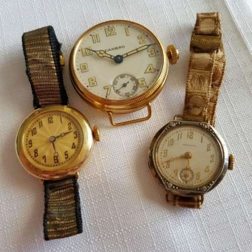 THREE SPECTACULAR VINTAGE TRENCH WATCHES INCLUDING TWO LADIES & ONE GENTS WATCH