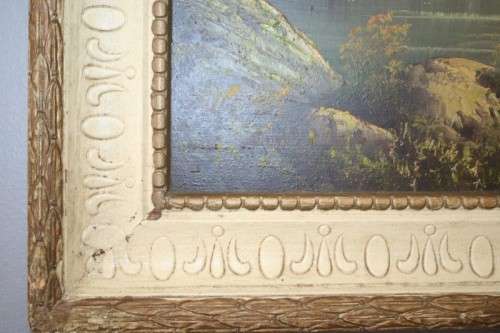 AN AWESOME ORIGINAL SIGNED AND FRAMED OIL ON BOARD LANDSCAPE PAINTING BY SA ARTIST "E. KORUB"