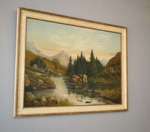 AN AWESOME ORIGINAL SIGNED AND FRAMED OIL ON BOARD LANDSCAPE PAINTING BY SA ARTIST "E. KORUB"