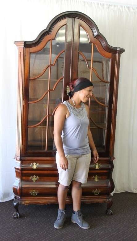 A MAGNIFICENT (X-TALL) ANTIQUE "GABLED" SOLID STINK-WOOD BALL & CLAW CABINET IN STUNNING CONDITION