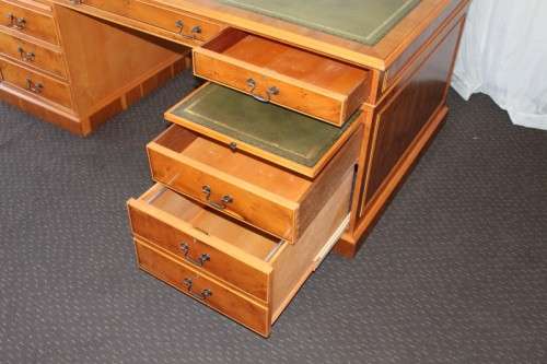 A MAGNIFICENT ORIGINAL "GORDON FRASER" YEW WOOD CHIPPENDALE PARTNERS DESK AND CHAIR - WOW!!!!