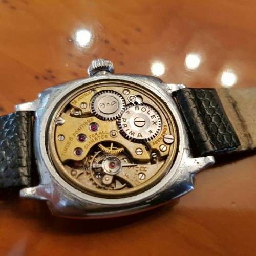 A SPECTACULAR & VERY RARE ANTIQUE (c1928) "ROLEX OYSTER CUSHION" STAINLESS STEEL GENTS WRIST WATCH