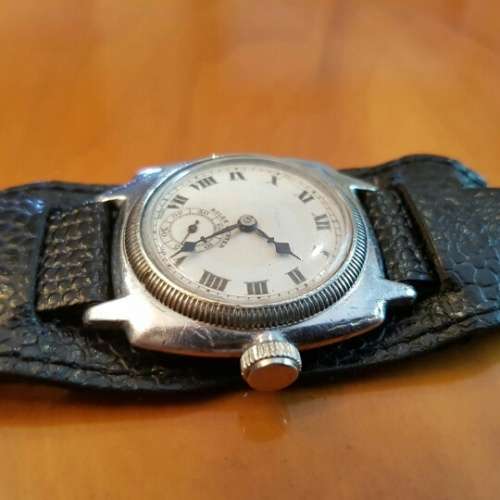 A SPECTACULAR & VERY RARE ANTIQUE (c1928) "ROLEX OYSTER CUSHION" STAINLESS STEEL GENTS WRIST WATCH