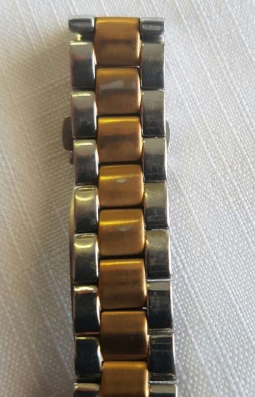 A STUNNING DANISH MADE "SKAGEN" #347SSRX LADIES TWO-TONE STAINLESS STEEL WATCH w/ SWAROVSKI CRYSTALS