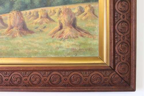 AN AMAZING ORIGINAL SIGNED "ADA GHENT" (c1900s) LANDSCAPE OIL PAINTING IN A BEAUTIFUL CARVED FRAME