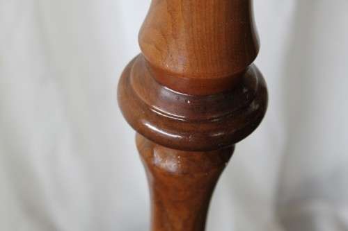 A SPECTACULAR RETRO WOODEN FLOOR LAMP WITH A FOOT SWITCH AND TONS OF CHARACTER
