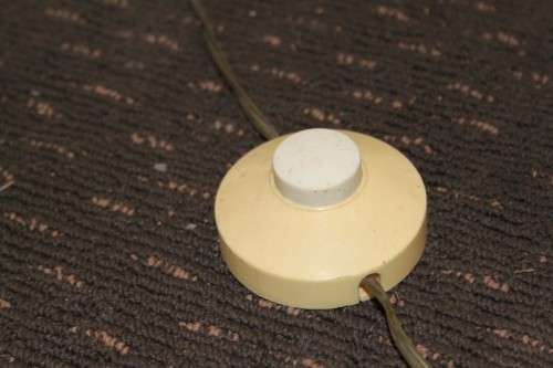 A SPECTACULAR RETRO WOODEN FLOOR LAMP WITH A FOOT SWITCH AND TONS OF CHARACTER