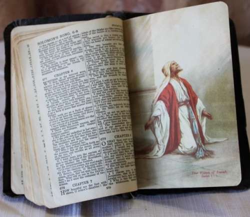 AN AWESOME ANTIQUE KING JAMES "ILLUSTRATED" ENGLISH BIBLE IN GOOD CONDITION